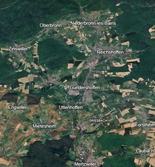 Niederbronn et ses alentour dans le bas rhin en Alsace, reichshoffen, oberbronn, gundershoffen